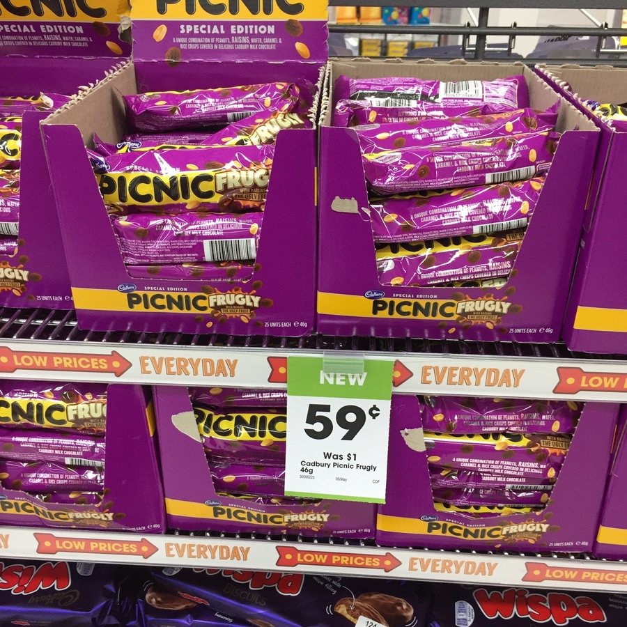 Cadbury PICNIC Frugly with Raisins $0.59 Reject Shop Chadstone VIC ...