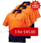 KingGee Hi Vis Polos 3 for $45.00 Delivered @ Budget Workwear