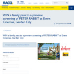 Win 1 of 40 Family Movie Passes to See Peter Rabbit @ Event Cinemas, Garden City