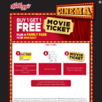 Buy Specially Marked Kellogg's Products to Claim 2 Movie Tickets for the Price of 1 (Normally $10 to $12.50)