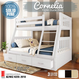 Cornelia triple bunk bed store with storage drawers