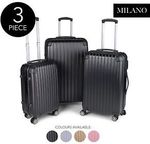 Milano Slimline 3 Piece ABS Luxury Hardshell Shockproof Travel Luggage (Black, Gold, Silver, Rose Gold) $99 Delivered @ eBay