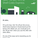 [QLD] 10c off Fuel @ Shell Coles Express via Linkt (Stackable and Reusable)