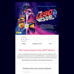 Win 1 of 250 Family Passes to The LEGO Movie 2 Worth $88 Each from Vicinity Centres