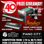 Win a Foosball Table, Casio Digital Piano, Flowkey 12 Month Premium Voucher or a Keyboard from Piano City/Sieff's Music