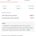 $4 Cashback for Existing Uber Eats Users via ShopBack (No Minimum Spend)