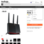 ASUS RT-AX86U Wi-Fi 6 Router A$395.99 + $36.99 Delivery (Import) @ Techinn