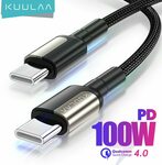 KUULAA USB-C to USB-C Nylon Braided 65W PD Cable 1m US$2.56 (~A$3.43), 2m US$3.28 (~A$4.39) Shipped @ Kuulaa Official AliExpress