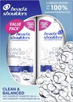 Head & Shoulders Clean & Balanced Shampoo & Conditioner 400ml $4.99 ($4.49 S&S) Min.2 + Post  ($0 Prime/ $39 Spend) @ Amazon AU