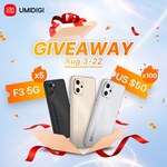 Win 1 of 5 UMIDIGI F3 5G, Win 1 of 100 $50 Discount Coupons from UMIDIGI