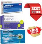 30x Hayfexo + 30x Lorastyne + 30x Trust Cetirizine (Generic Medicines) $19.99 Delivered @ PharmacySavings