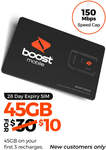 Boost Mobile $30/Month Prepaid Starter Pack for $10 (45GB Data for First 3 Recharges) + $10 Cashrewards Cashback (Expired)