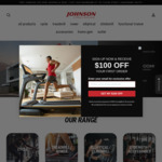 $100 off on Minimum $999 Purchase (Treadmills, Cycles, Ellipticals, Rower) & Free Delivery @ Johnson Fitness