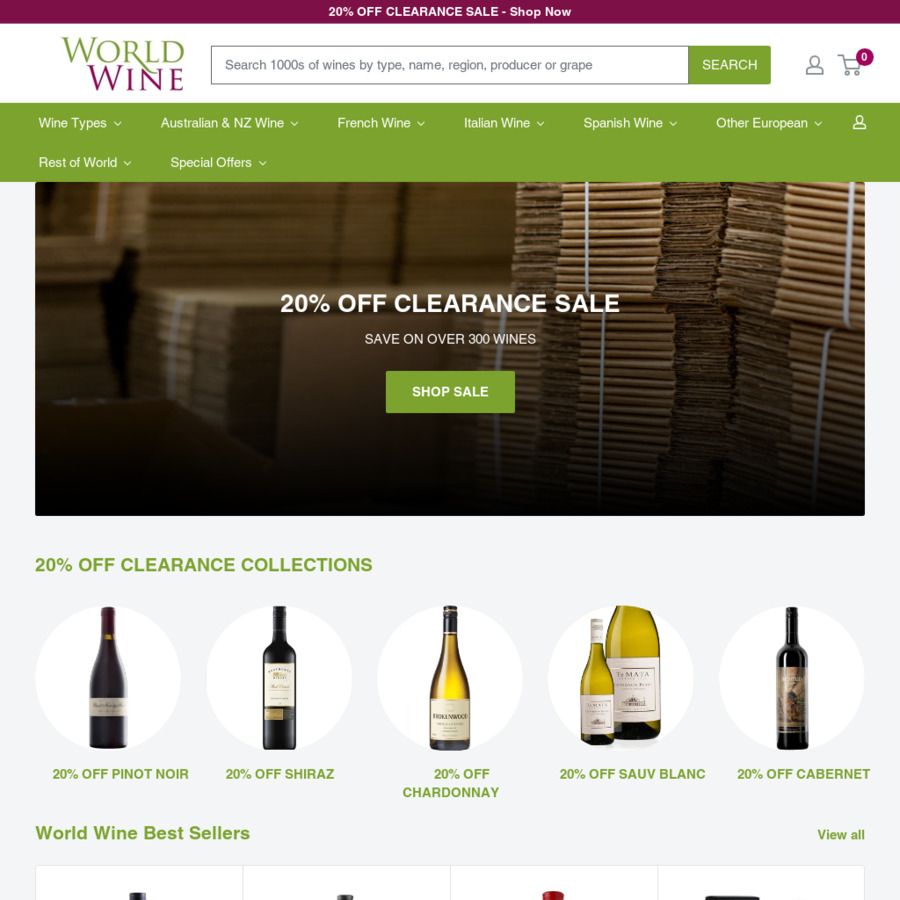 30% off 300+ Wines + $9.95 Delivery ($0 with $250 Order) @ World Wine ...