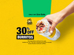 30% off Burritos @ Guzman Y Gomez via Uber Eats