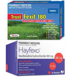 70x Fexofenadine Hydrochloride 180mg + [Short Dated] 70x Fexofenadine Tabs - $22.99 Delivered @ PharmacySavings
