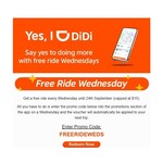 Free Ride Every Wednesday in September (Capped at $15) @ DiDi