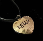 $5.99 Personalized Name Stamped Heart Charm Pendant with Necklace Chain - Free Ship in 24 Hours
