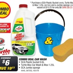 SCA Plastic Bucket 9.6L + Turtle Wax Car Wash & Wax 1.25l + SCA Jumbo Sponge $6 Save $9.23 @ SCA