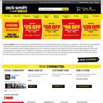 Dick Smith ($25 off 99-299, $50 off 300-499, $90 off 500-999, $120 off 1000+)