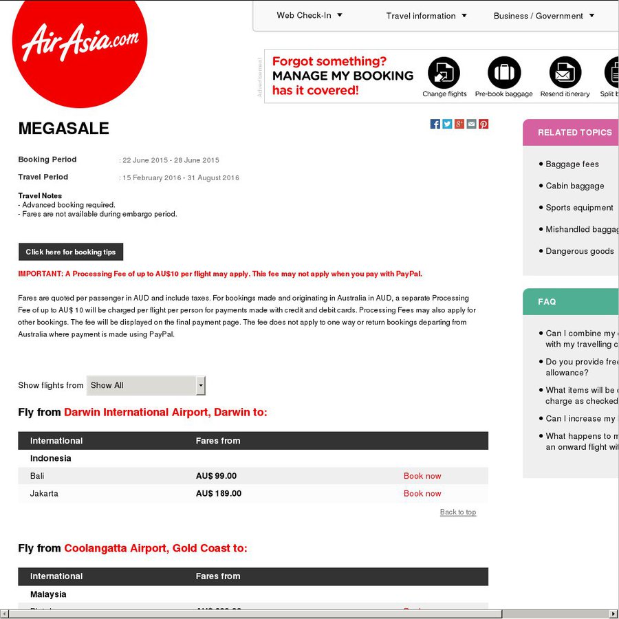 airasia baggage fees australia