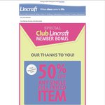 50% off Any Single Full Priced Item at Lincraft for Club Members