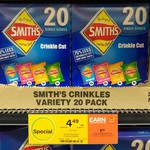 Smiths 20 Pack Variety Chips $4.49 + $1.68 Woolworths Dollars at Woolworths