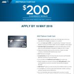 ANZ Platinum Credit Card - $200 Cashback Bonus after $500 Spend in 3 Months