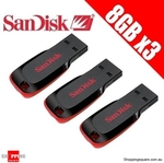 3x SanDisk Cruzer Blade 8GB USB's (Random Colours) - $9.98 + $3.95 Shipping @ ShoppingSquare