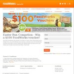 Win 1 of 20 $100 FoodWorks Vouchers from Australian United Retailers [Purchase Easter Buns]