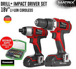eBay Mega Deal: MATRIX 18V Li-Ion Cordless Drill + Impact Driver Batteries Charger with BONUS Drill Bit Set $84.15 Delivered
