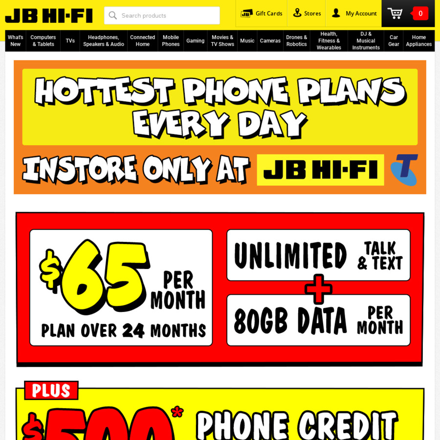 Telstra $45pm for 12m with 50GB & $200 JB Gift Card or $65pm for 24m ...