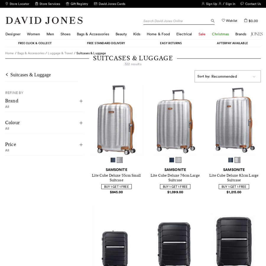 samsonite suitcase david jones