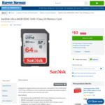SanDisk Ultra SD Card 64GB $10 @ Harvey Norman & Amazon AU