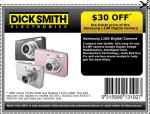 $30 Coupon for Samsung L100 8 Mega Pixel Digital Camera from Dick Smith
