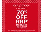 Oroton - 70% off RRP Storewide - Factory Outlets Only - 5th to 9th October Inclusive