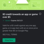 $3 Store Credit Towards a Minimum $5 App, Game or in-App Purchase @ Google Play Store
