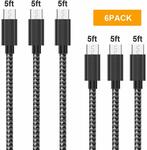 Gopala 6 Pack Nylon Braided Micro USB Cable (1.5m) $6.89 + Delivery ($0 with Prime/ $39 Spend) @ Amazon AU