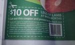 $10 OFF Leg of Lamb at Woolworths. Coupon in Today's Herald-Sun, Telegraph