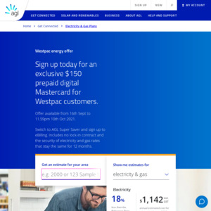 Westpac Customer Sign up to an Eligible AGL Energy Plan via