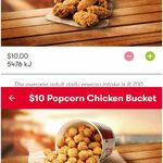 Popcorn Chicken Bucket $10 |10 Wicked Wings for $10 (App Required) @ KFC (Selected Stores)