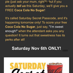 [QLD, NSW, SA, VIC] Free Coca-Cola No Sugar (Sat 6/11) @ Carl's Jr (Excludes Brisbane Airport)