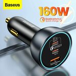 Baseus 160W Car Charger Quick Charge QC 5.0 4.0 3.0 PD Charger for US$36.51 (~A$52.43) Delivered @ Baseus Official AliExpress