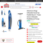 Kings Inflatable Stand up Paddle Board + Triple Action Pump $251.05 Delivered @ 4WD Supa Centre