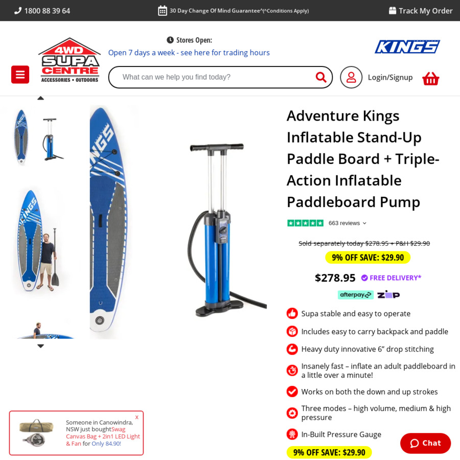 Kings Inflatable Stand up Paddle Board + Triple Action Pump 251.05 Delivered 4WD Supa Centre Kings Inflatable Stand up Paddle Board + Triple Action Pump 251.05 Delivered 4WD Supa Centre