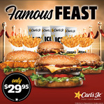 [QLD, NSW, SA, VIC] 'Carl's Famous Feast': 4 Burgers, 4 Fries, 4 Drinks for $29.95 @ Carl's Jr