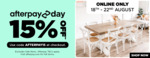 15% off All Full Price Items (Online Only) + Delivery ($0 C&C) @ Amart Furniture