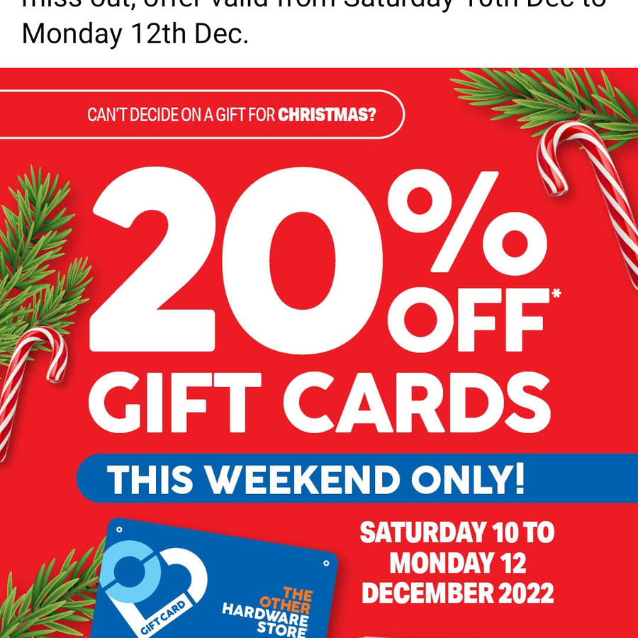 VIC TAS 10 Off Gift Cards At Victorian Home Hardware And Mitre 10 vic-tas-10-off-gift-cards-at-victorian-home-hardware-and-mitre-10