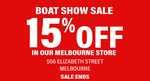 [VIC] 15% off All Stock, in-Store Only @ Whitworths Marine & Leisure Melbourne Only
