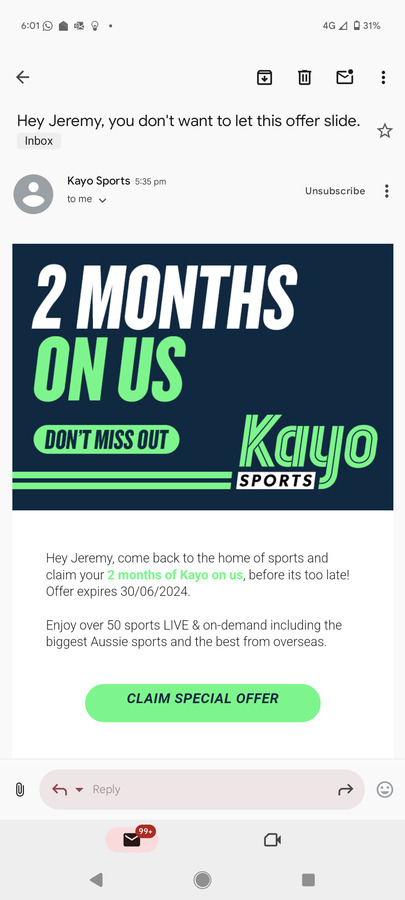 2 Months Free Kayo Basic Plan for Returning Customers @ Kayo - OzBargain